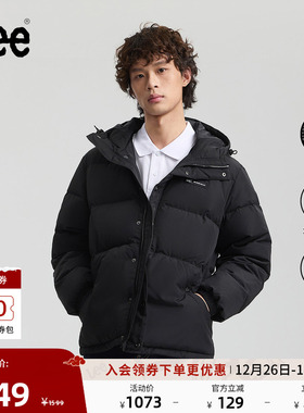 Lee25秋冬新品舒适版连帽可调节抽绳设计小Logo织标男长款羽绒服
