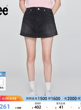 Lee日常经典五袋款设计黑灰色女士牛仔裙裤休闲潮流LWB009914201