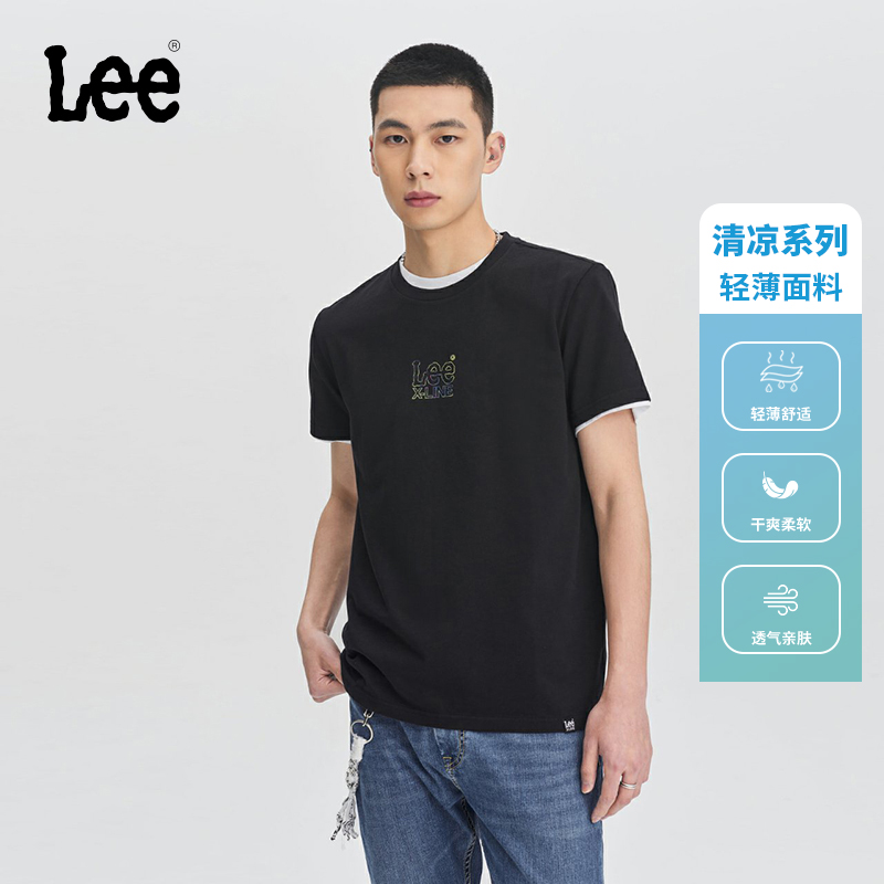 Lee小logo印花凉感男圆领短袖