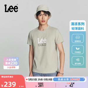 Lee24春夏新品标准镭射字母印花索罗娜凉感男短袖T恤LMT008128202