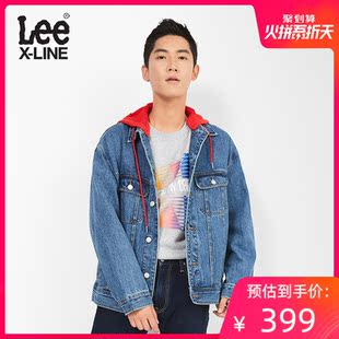 Lee X-LINE秋冬男款蓝色牛仔夹克字母印花连帽外套L346353UM9VA