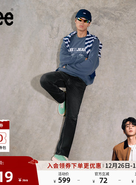 【张凌赫代言】Lee25冬新726标准中腰直筒磨毛黑灰色男牛仔裤保暖