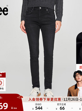 【张凌赫代言】Lee日常经典五袋款磨毛黑色显瘦保暖牛仔裤潮流LWB