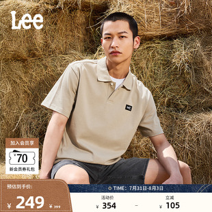 Lee25春夏新舒适版 休闲 防晒紫外线翻领Logo织标男凉感短袖 polo衫