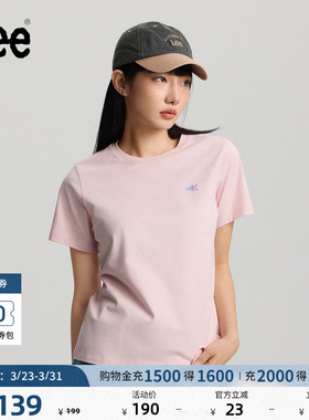 Lee26春夏新品标准版圆领渐变Logo印花女短袖T恤休闲LWT0121924LE