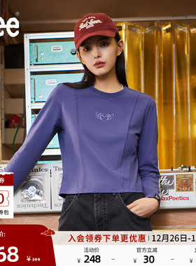 Lee25新品舒适版圆领字母胶印图案女长袖T恤休闲潮LWT009856K99