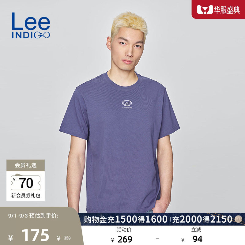 Lee商场同款舒适版圆领Logo印花设计男短袖T恤休闲潮LMT0102633RX图片