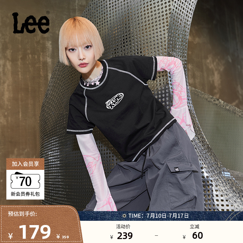 Lee舒适版圆领Logo字母印花日常女士短袖T恤休闲潮流LWT008