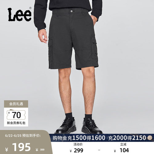 Lee经典工装口袋设计宽松直筒户外休闲短裤显瘦潮流LMB009967209