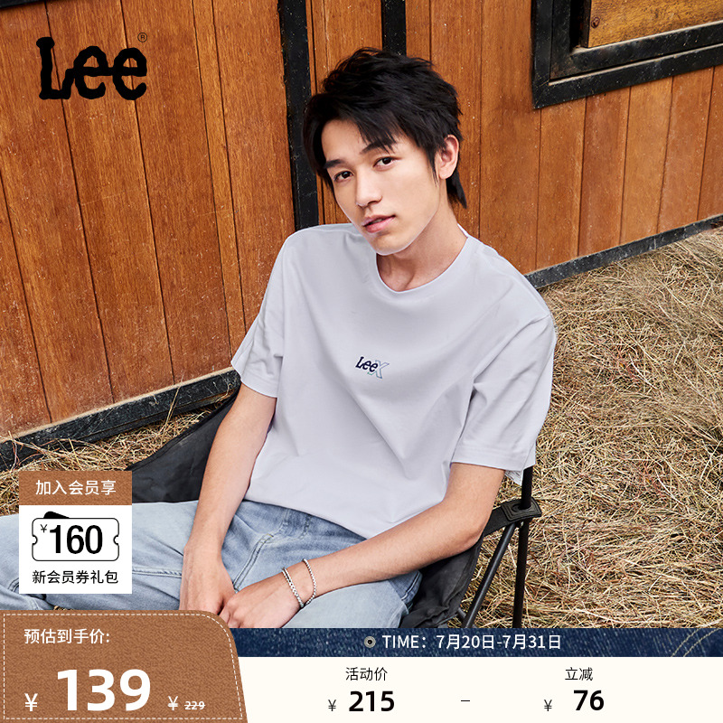 Lee25春夏新品日常字母Logo印花摩登中性男女短袖T恤休闲潮