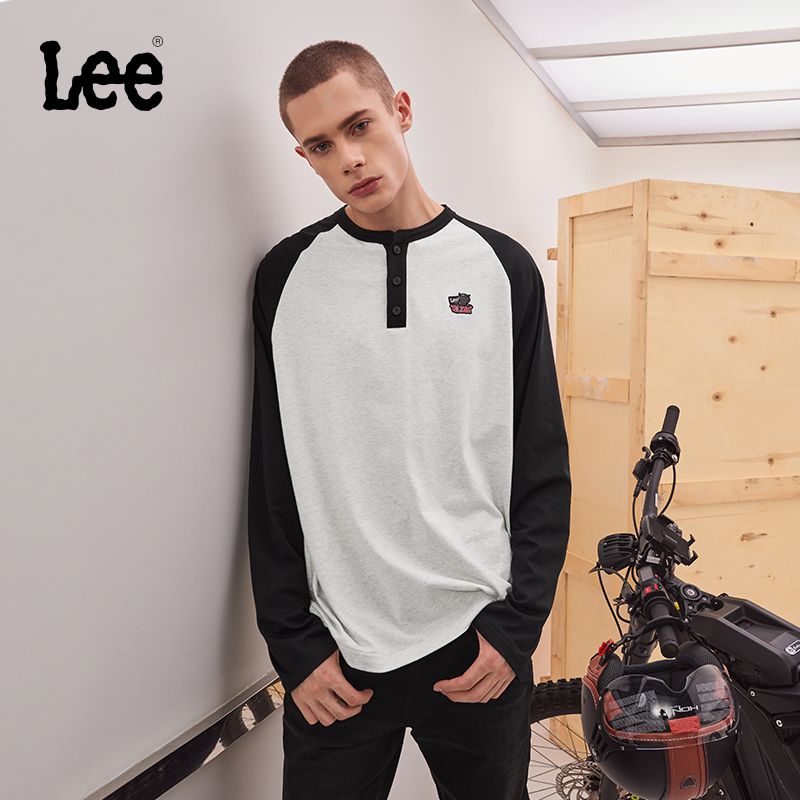 Lee插肩袖燕麦灰男女同款长袖T恤