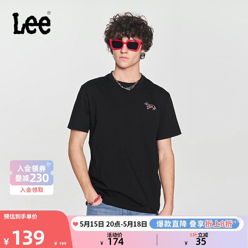 Lee24春夏新品舒适版logo字母印花圆领套头男短袖T恤LMT0081194LE 男装 T恤 原图主图