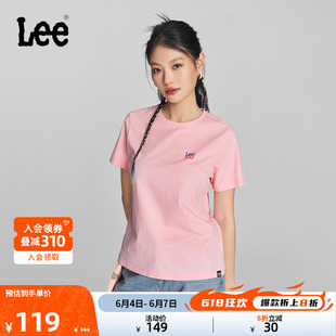 Lee24春夏新品 圆领渐变Logo印花女短袖 T恤休闲LWT0082294LE 标准版