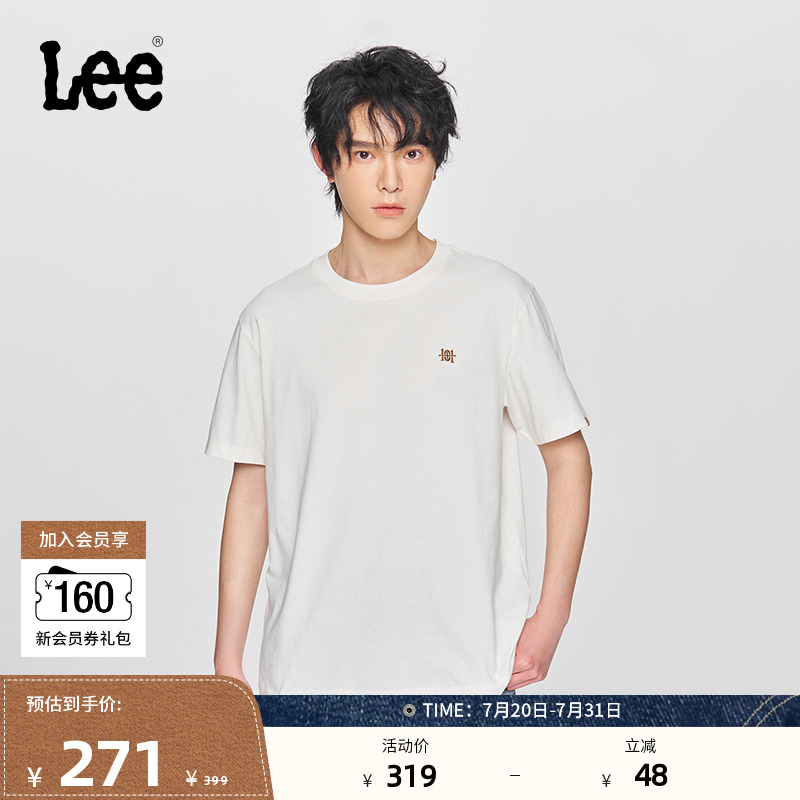 Lee商场同款25春夏新品舒适版圆领101+男短袖T恤休闲LMT