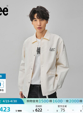 Lee商场同款舒适书法风徽标本白色抽绳扣男夹克外套LMT006954201