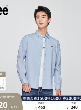 Lee标准版日常简约翻领小Logo徽标男长袖衬衫休闲潮LMT010826T12