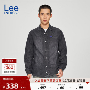 牛仔衬衫 Lee商场同款 翻领黑灰色男长袖 舒适版 休闲潮A08391 25新品