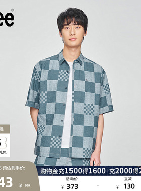 Lee舒适版经典翻领格纹设计蓝色男短袖衬衫休闲潮流LMT009797207
