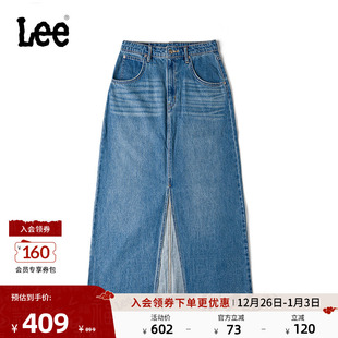 五袋款 经典 正面开叉设计中浅蓝女牛仔半裙 25新舒适版 Lee商场同款