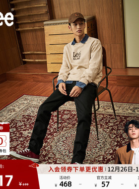 【张凌赫代言】Lee723修身中腰直脚黑色男牛仔长裤潮流LMB1007201