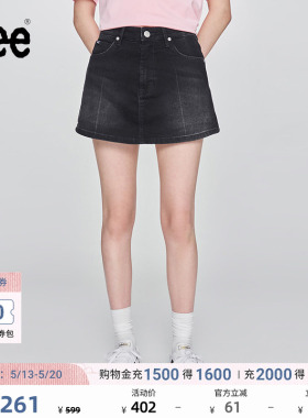 Lee日常经典五袋款设计黑灰色女士牛仔裙裤休闲潮流LWB009914201