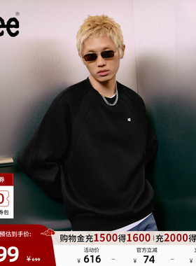 Lee25秋冬新品舒适版圆领印花Logo插肩袖设计男女同款长袖卫衣潮