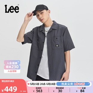 353 Logo灰色男短袖 休闲潮LMT008137205 衬衫 Lee24春夏新品 舒适版