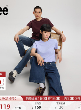 Lee圆领经典小Logo字母印花男女同款短袖T恤休闲潮流LUT0053984L