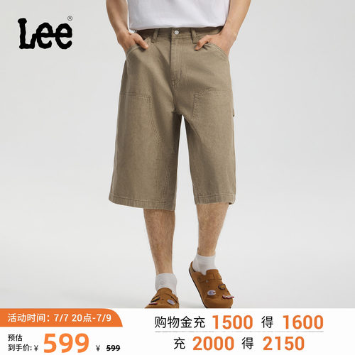 时尚卡朋特工装短裤，褪色效果 复古经典