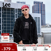 立领织标Logo黑色男女同款 Lee25秋冬新品 舒适版 摇粒绒棉服外套