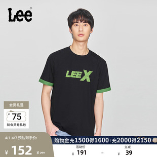 Lee舒适版 圆领Logo印花撞色男士 短袖 T恤休闲潮流LMT0098194LE 经典