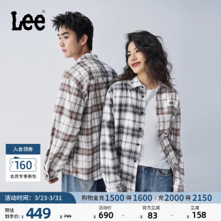 衬衫 长袖 潮LUT010828209 翻领黑棕拼色格纹设计男女同款 Lee舒适版