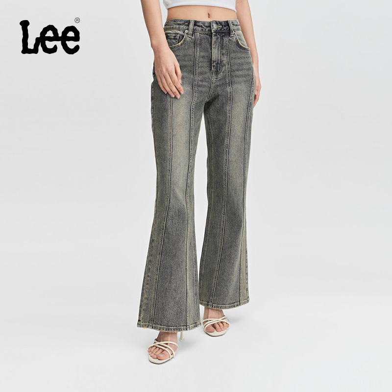 Lee高腰喇叭中蓝色女牛仔裤