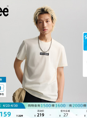 Lee26春夏新品经典圆领长方形Logo印花男短袖T恤潮流LMT012182210