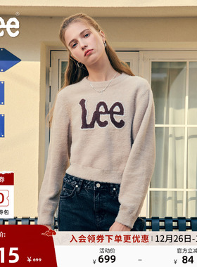 Lee软fufu商场款25冬新舒适版圆领大Logo设计女毛衣LWT011297209
