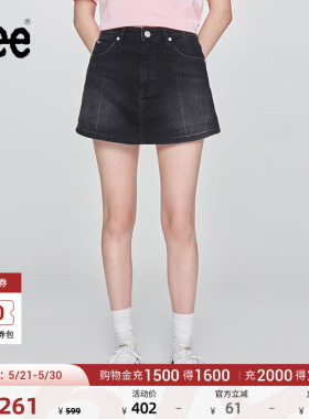 Lee日常经典五袋款设计黑灰色女士牛仔裙裤休闲潮流LWB009914201