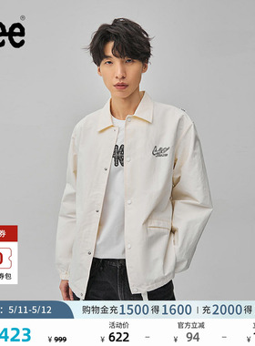 Lee商场同款舒适书法风徽标本白色抽绳扣男夹克外套LMT006954201