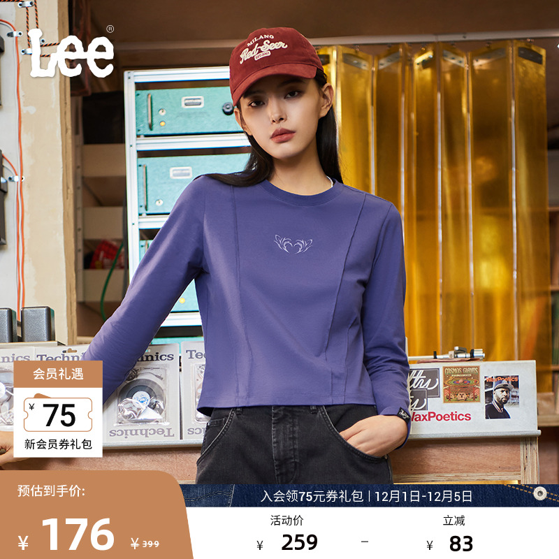 Lee圆领胶印图案女长袖T恤
