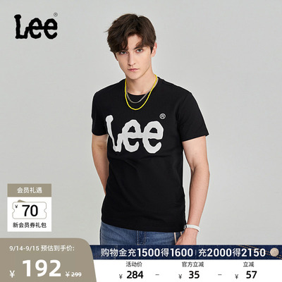 Lee商场同款经典大Logo印花圆领男款短袖T恤休闲潮流LMT0065673RX
