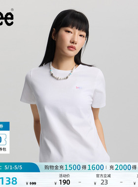Lee26春夏新品经典圆领渐变Logo印花女短袖T恤休闲潮LWT0121924LE