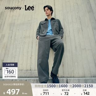 Lee × Saucony联名商场同款舒适直筒棕卡其男休闲布裤