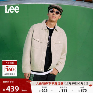 Lee舒适版 棉服外套潮LUT009009206 翻领仿羊毛质感燕麦灰男女同款