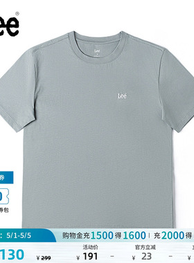Lee商场同款舒适版男友风圆领刺绣Logo灰色女短袖T恤LWT0099604LE