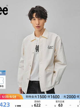 Lee商场同款舒适书法风徽标本白色抽绳扣男夹克外套LMT006954201