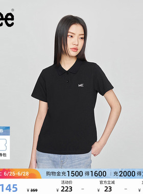 Lee标准版经典翻领刺绣小Logo女短袖polo衫休闲潮流LWT009916205