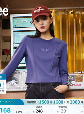 Lee舒适版日常经典圆领胶印图案女士长袖T恤休闲潮流LWT009856K99