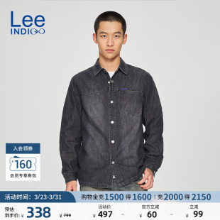 牛仔衬衫 翻领黑灰色男长袖 休闲潮LMT010233100 舒适版 Lee商场同款