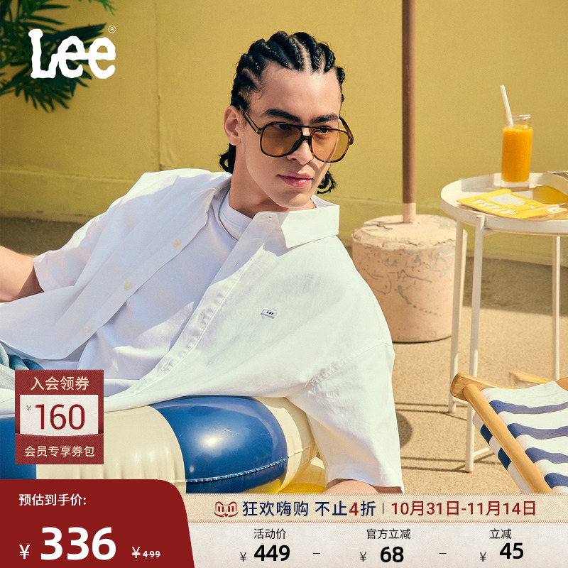 舒适版短袖衬衫 胸前品牌标识徽章Logo