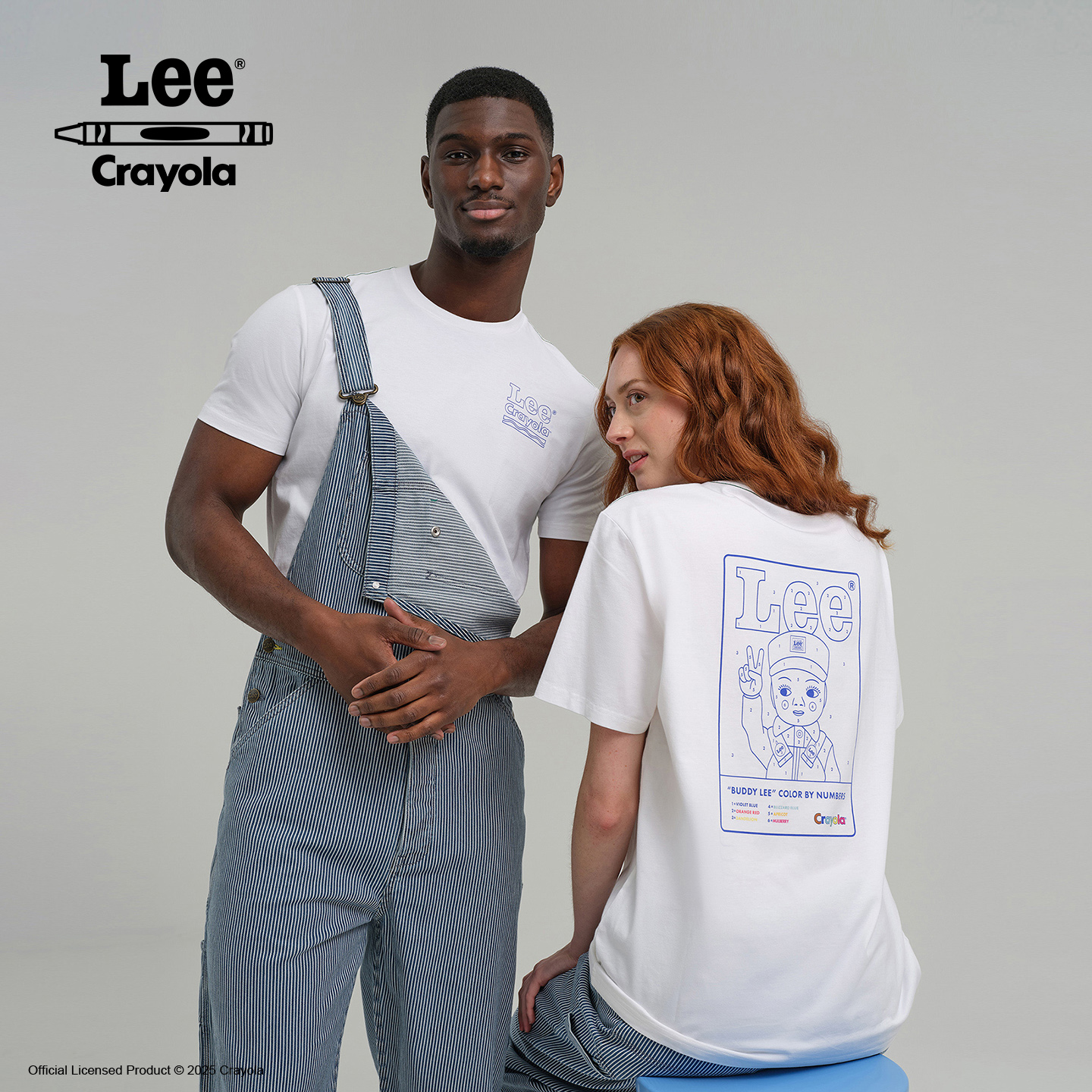 Lee× Crayola联名商场同款25秋冬新舒适版白色男女同款短袖T恤