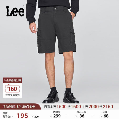 Lee经典工装口袋设计宽松直筒户外休闲短裤显瘦潮流LMB009967209